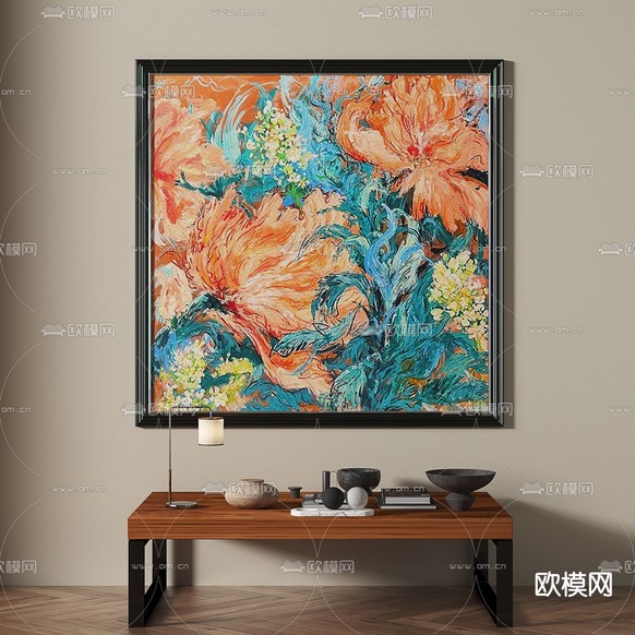 法式油画 复古画 装饰画3d模型下载