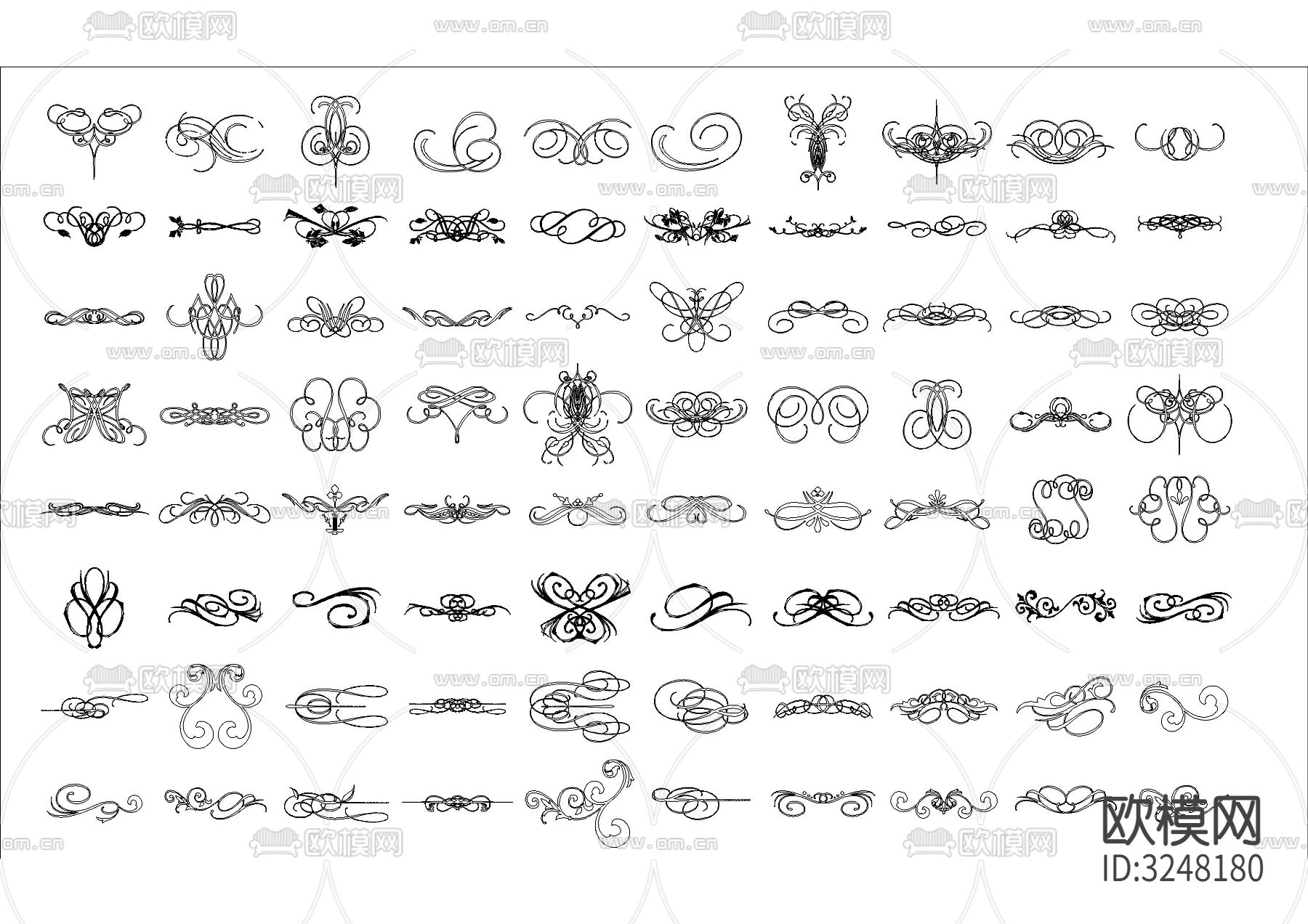 多款装饰花纹CAD图库下载（渲染图3）