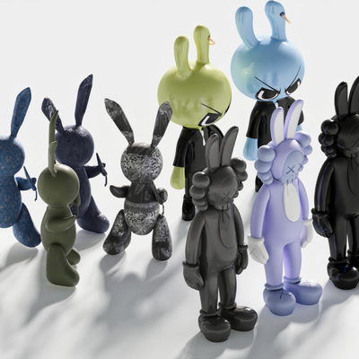  现代兔子 雕塑 潮玩su模型 