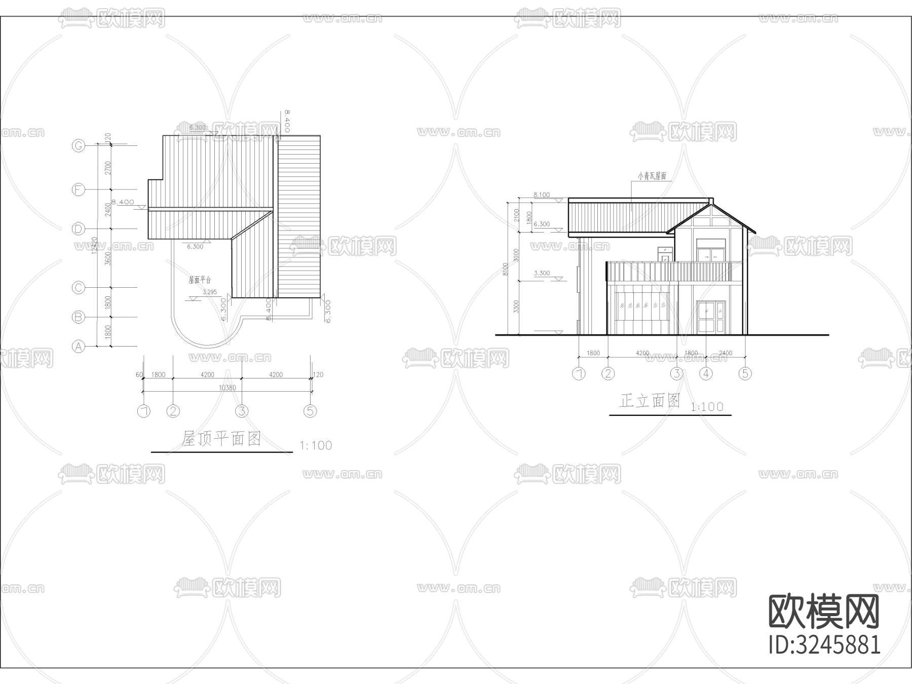 农村自建房 独栋别墅cad平面图下载（渲染图2）