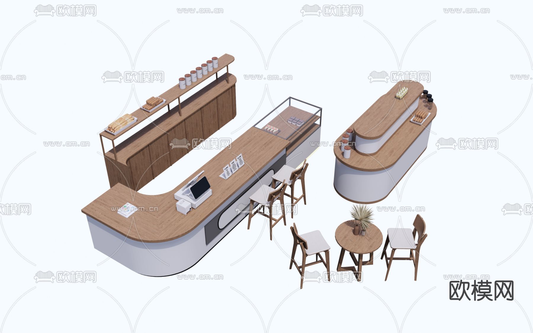 现代收银台 吧台 服务台su模型下载（渲染图2）