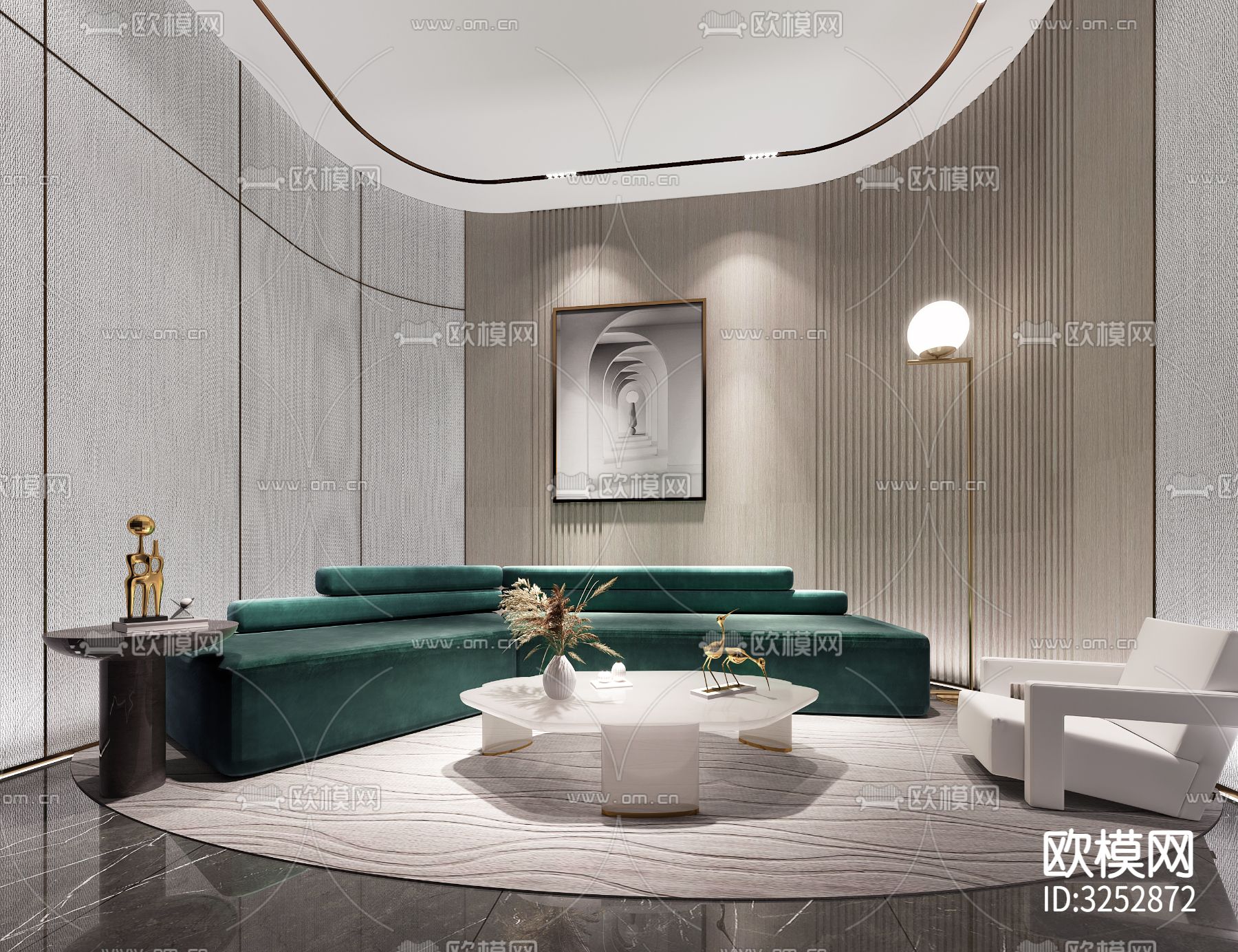 常州某现代轻奢售楼处CAD施工图下载（渲染图8）