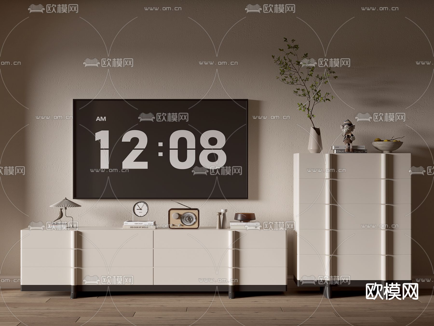 现代电视柜 边柜3d模型下载