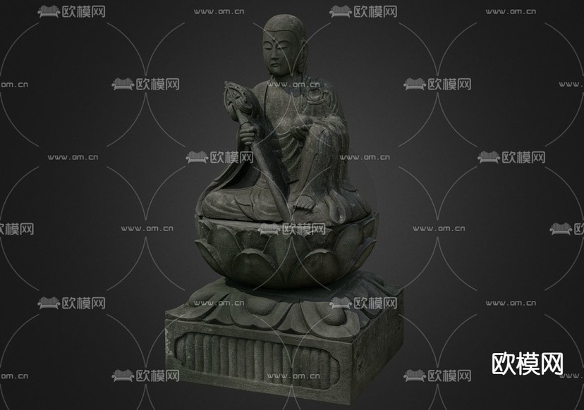 中式佛像雕塑 菩萨雕塑3d模型下载(渲染图1)