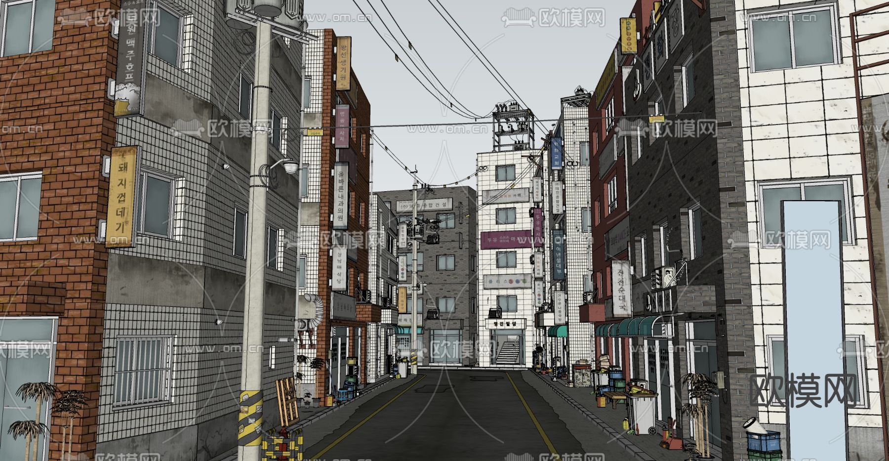 街道胡同 城中村民居su模型下载（渲染图2）