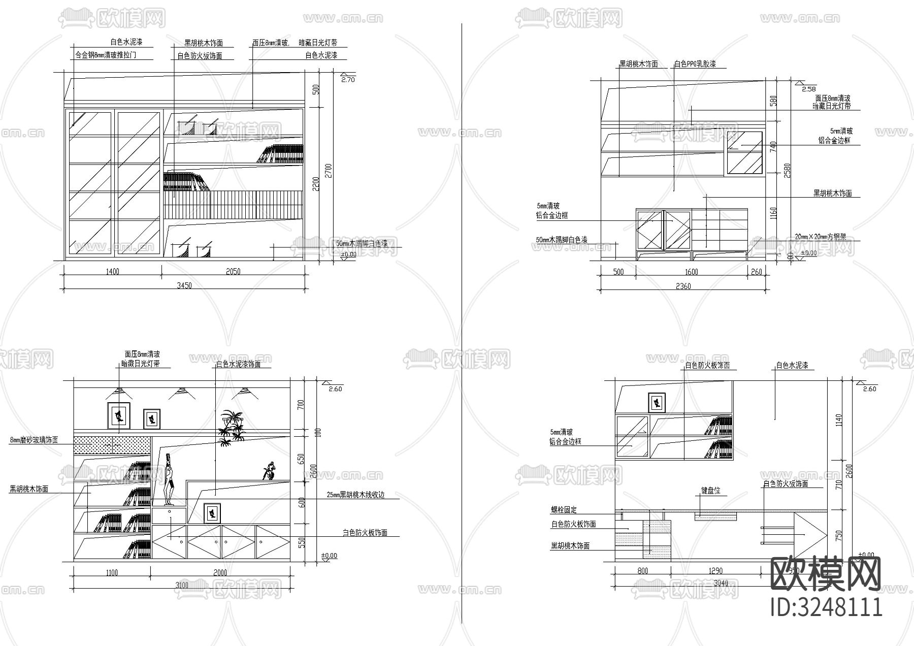 300套书柜做法cad图库下载（渲染图5）