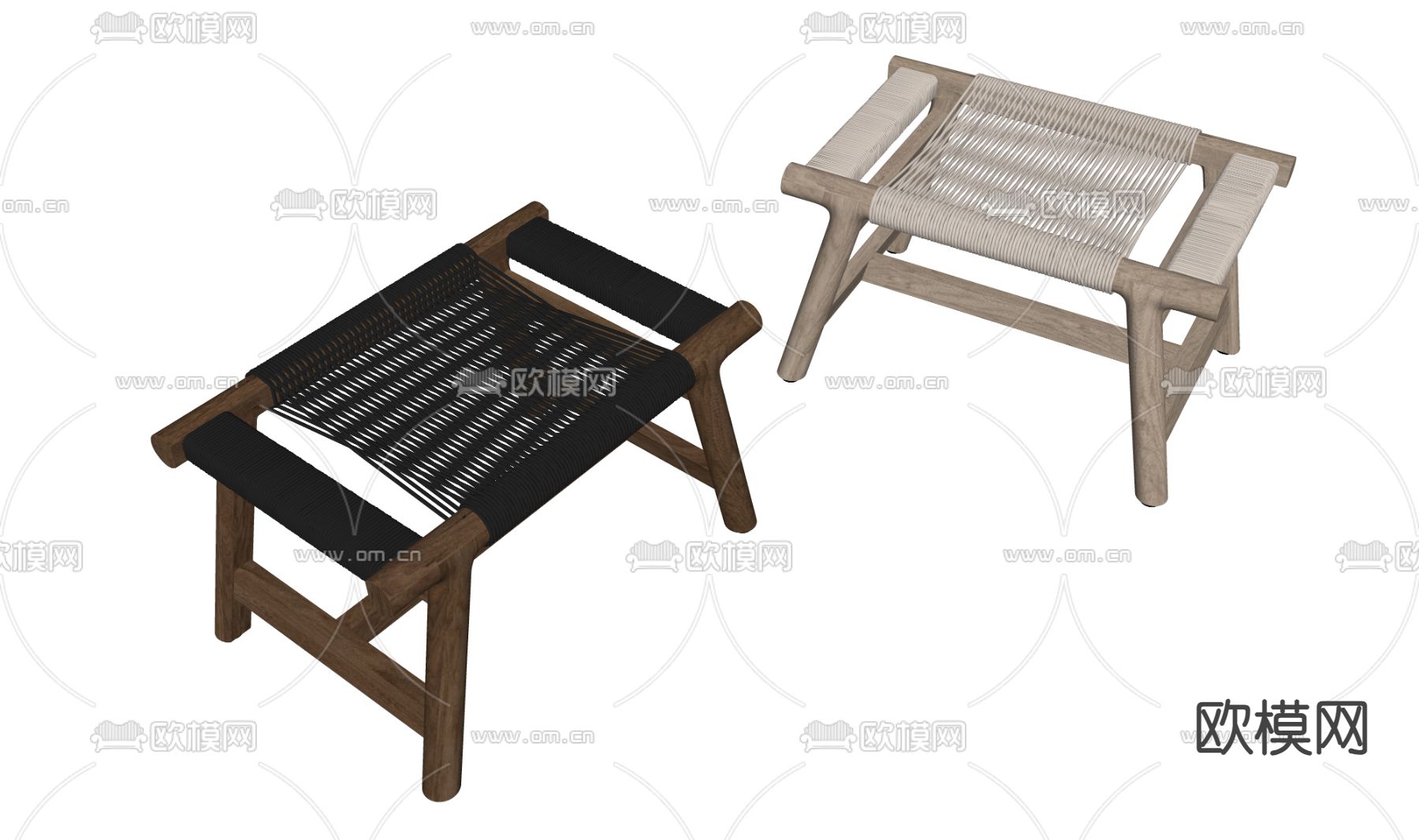 Flexform 凳子 木凳 矮凳su模型下载（渲染图2）