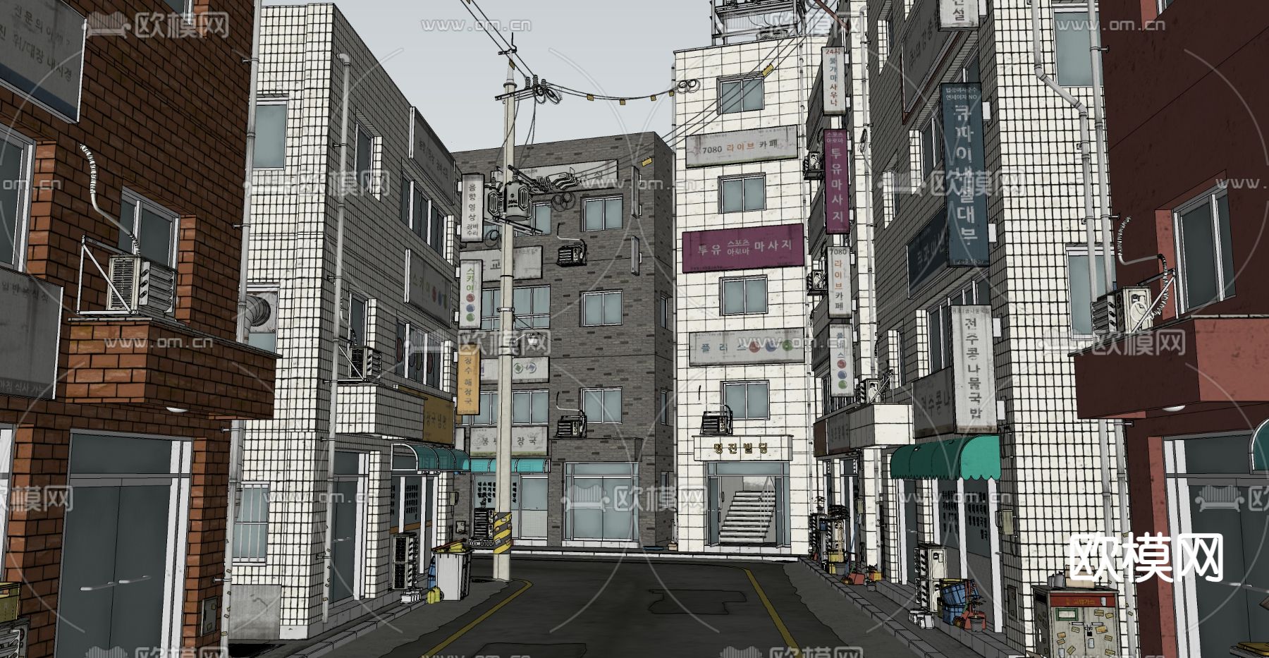 街道胡同 城中村民居su模型下载（渲染图3）