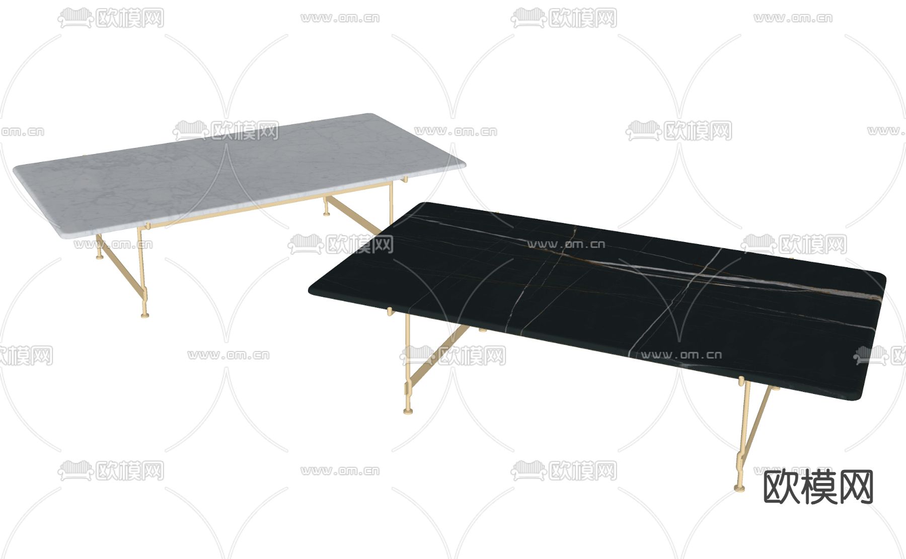 新古典金属脚茶几su模型下载（渲染图2）