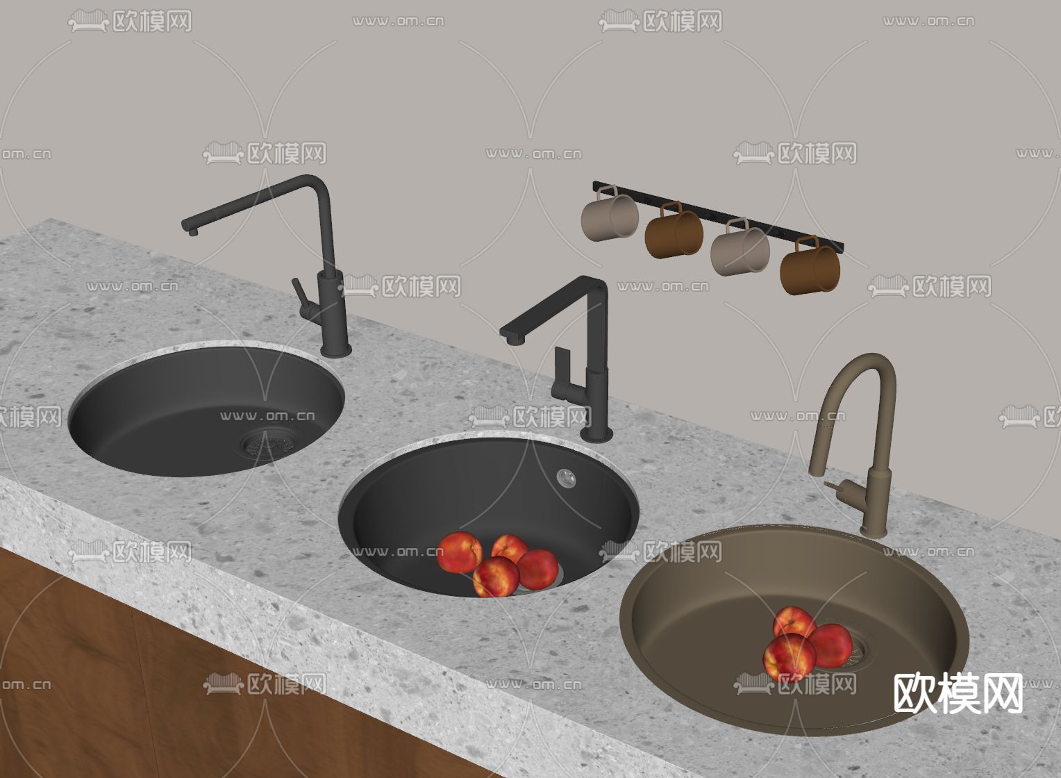 不锈钢水槽 台下盆 洗手台su模型下载（渲染图1）