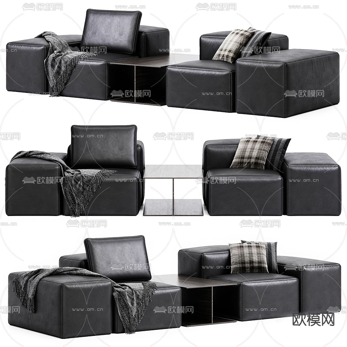 办公沙发 皮革沙发3d模型下载