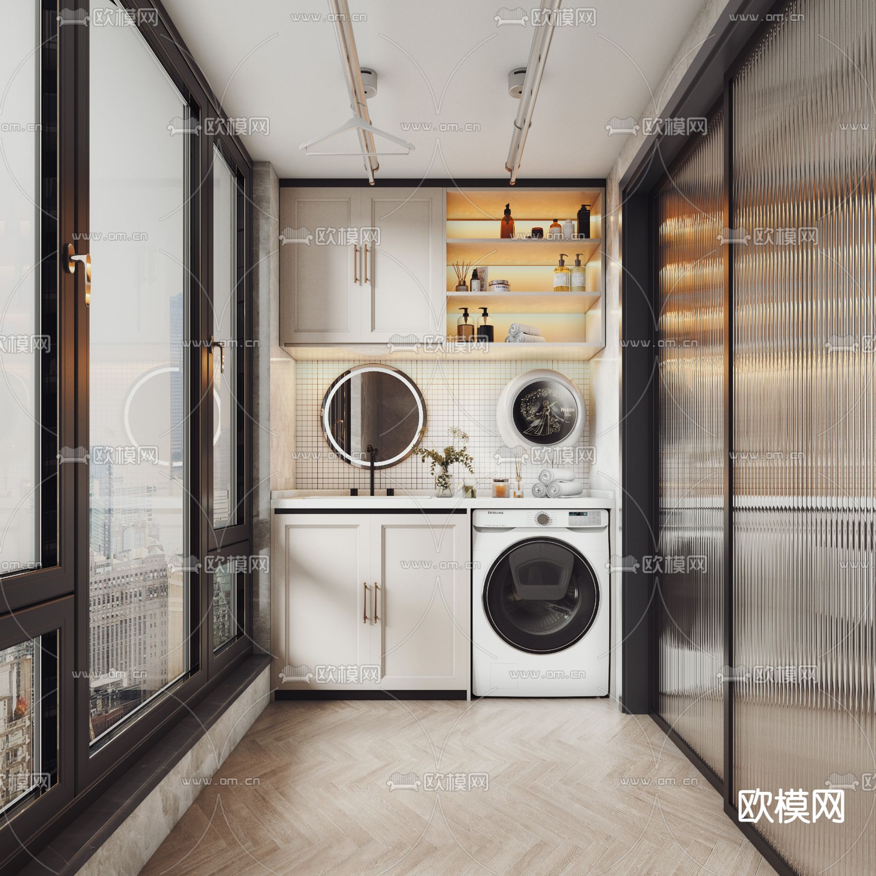 现代阳台3d模型下载