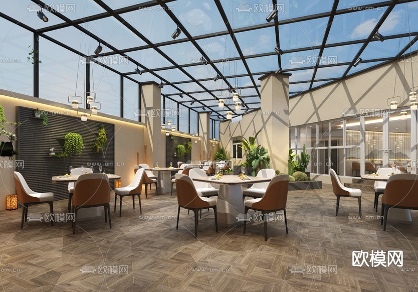 自助餐廳 酒店餐廳3d模型下載(渲染圖2)
