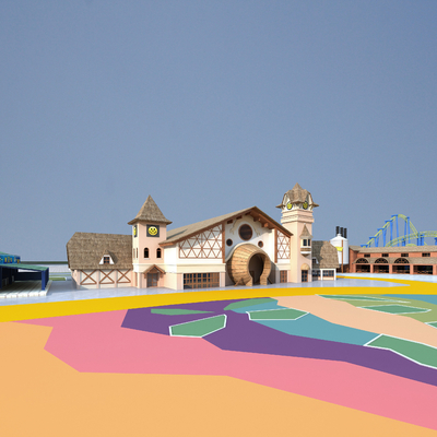  现代游乐区 游乐场su模型 