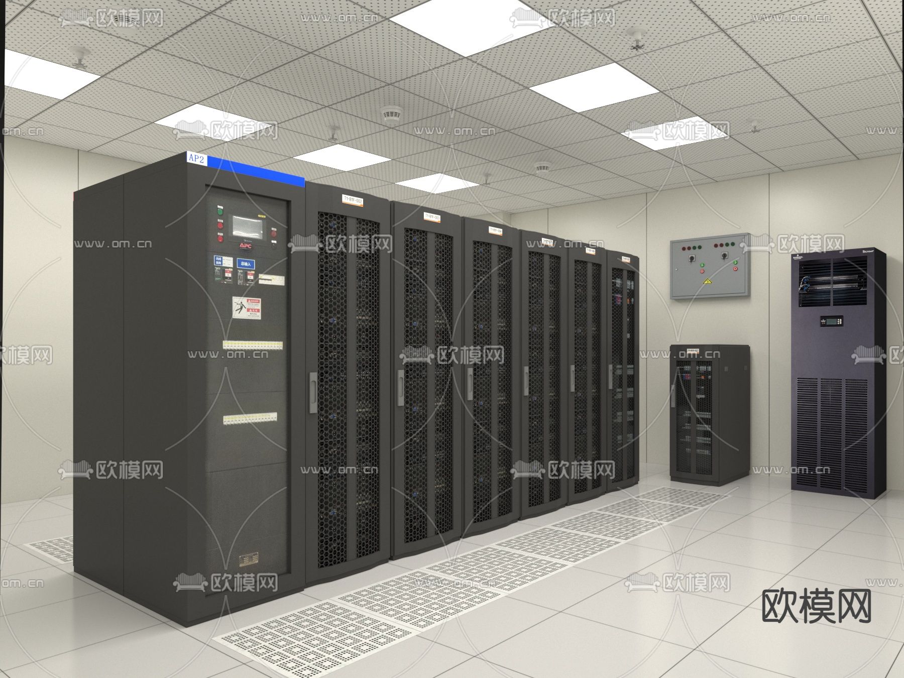 现代机房su模型下载（渲染图1）