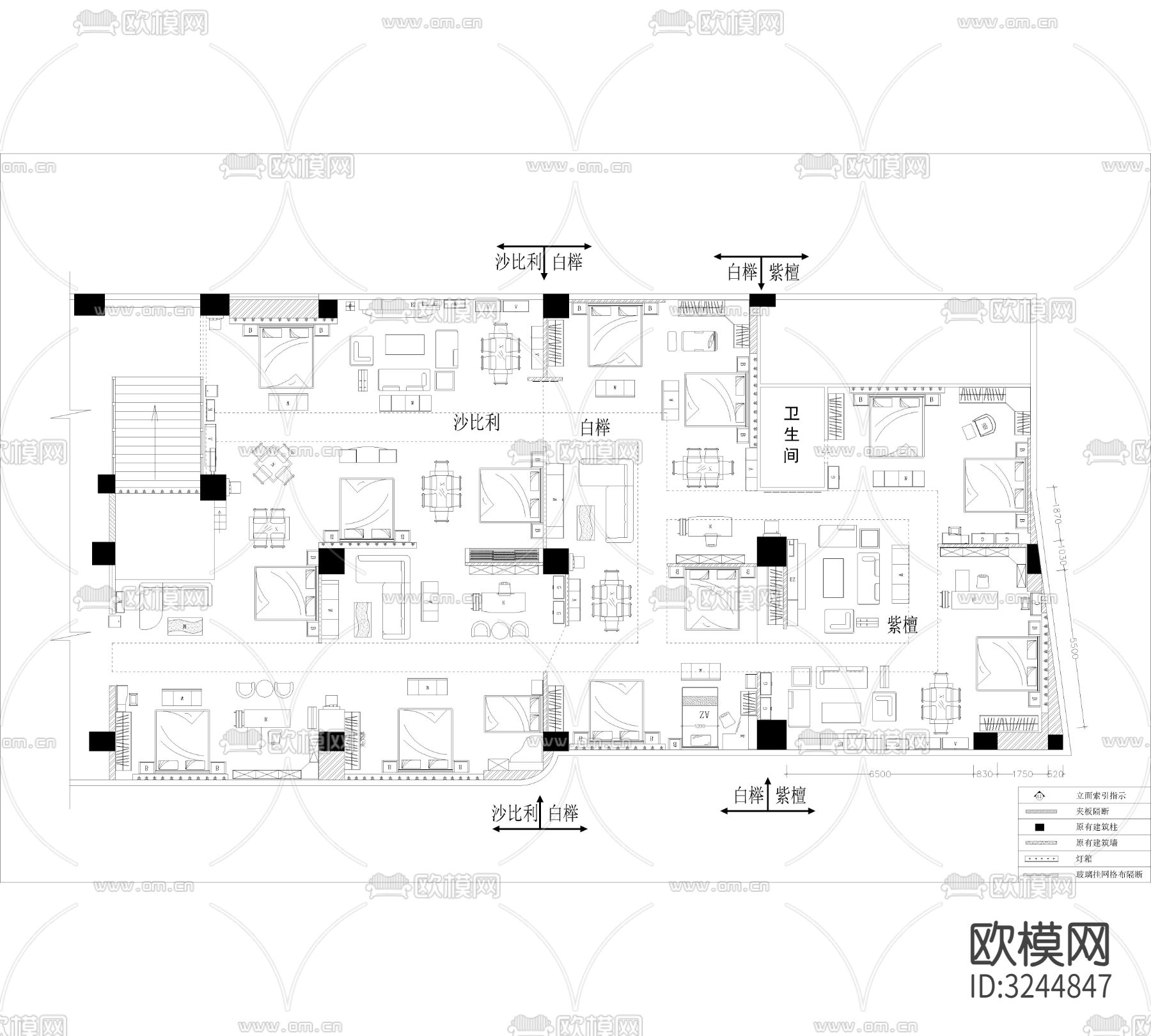 广东知名家具专卖店cad平面图下载（渲染图1）