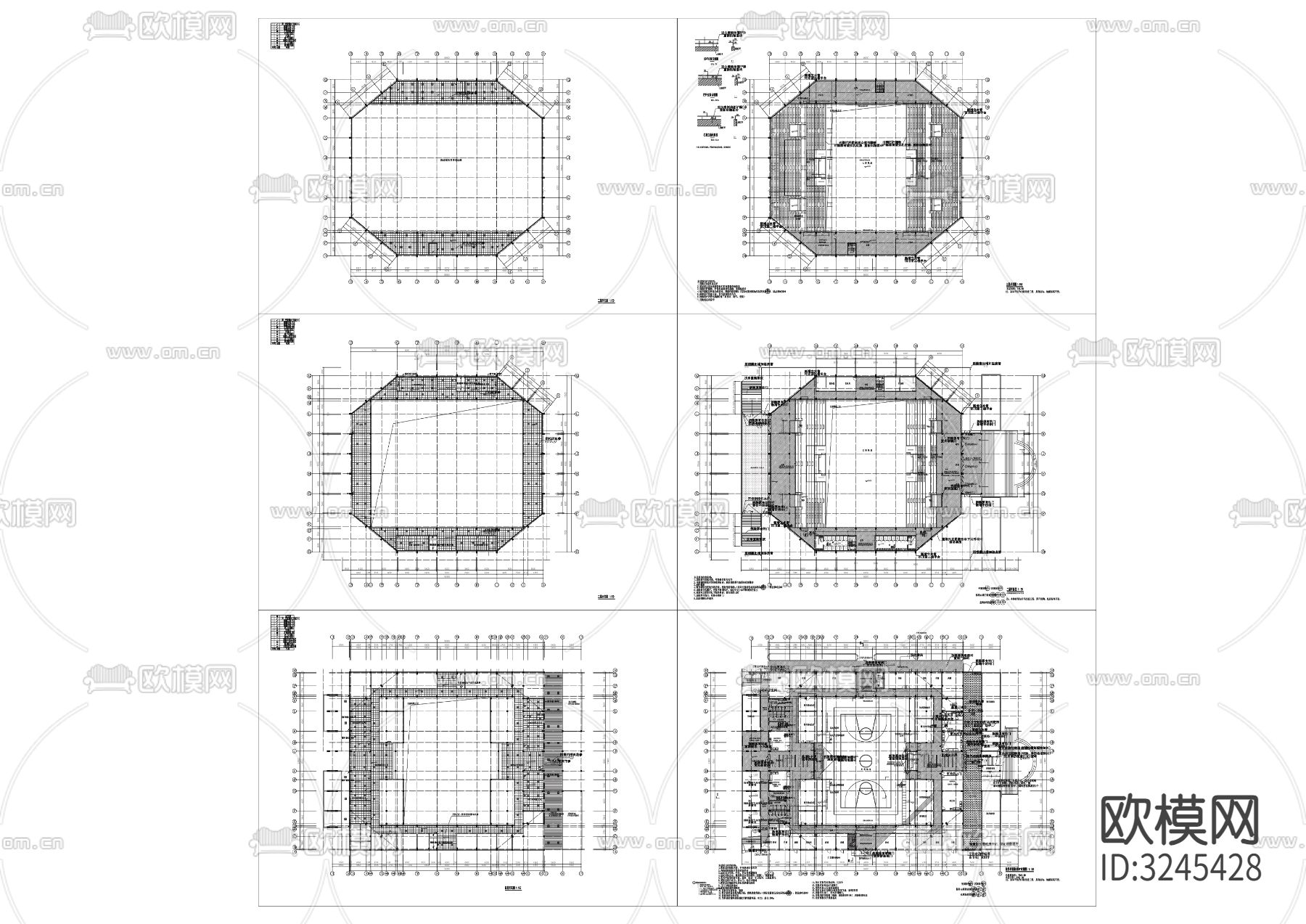 体育馆cad平面图下载（渲染图1）