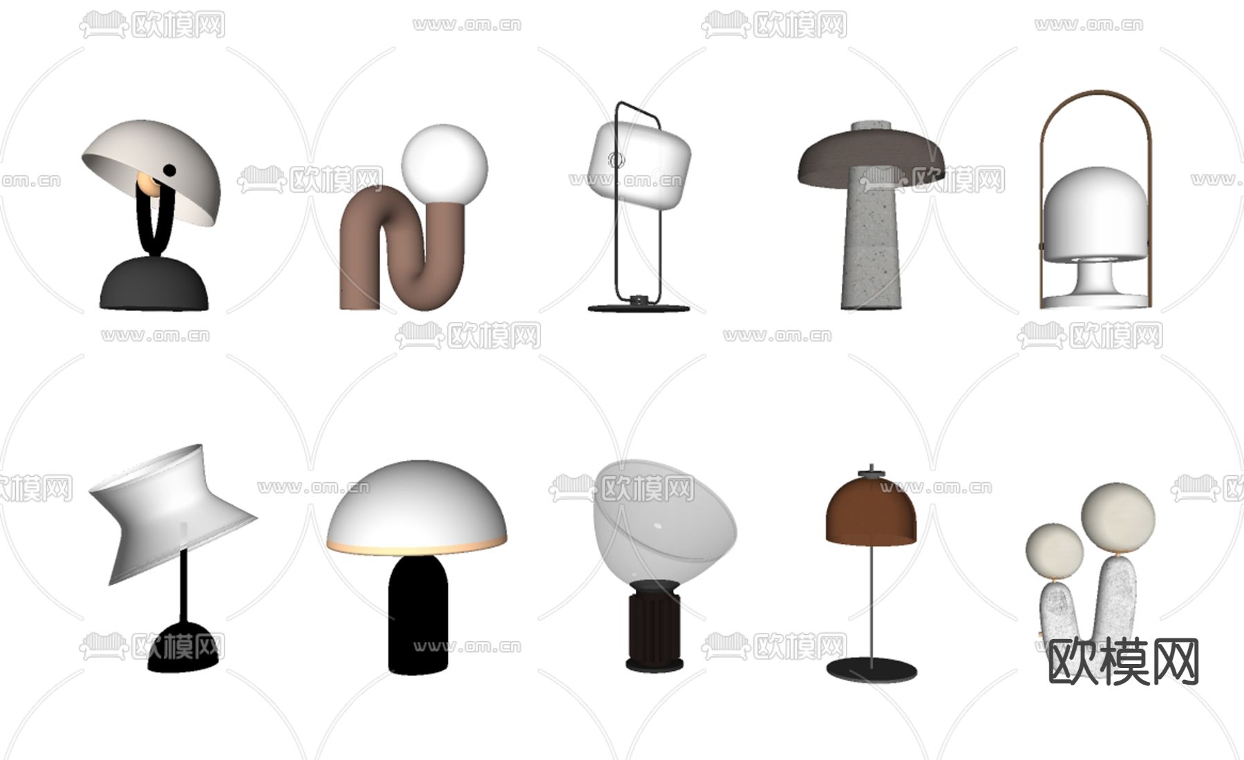现代台灯su模型下载（渲染图1）