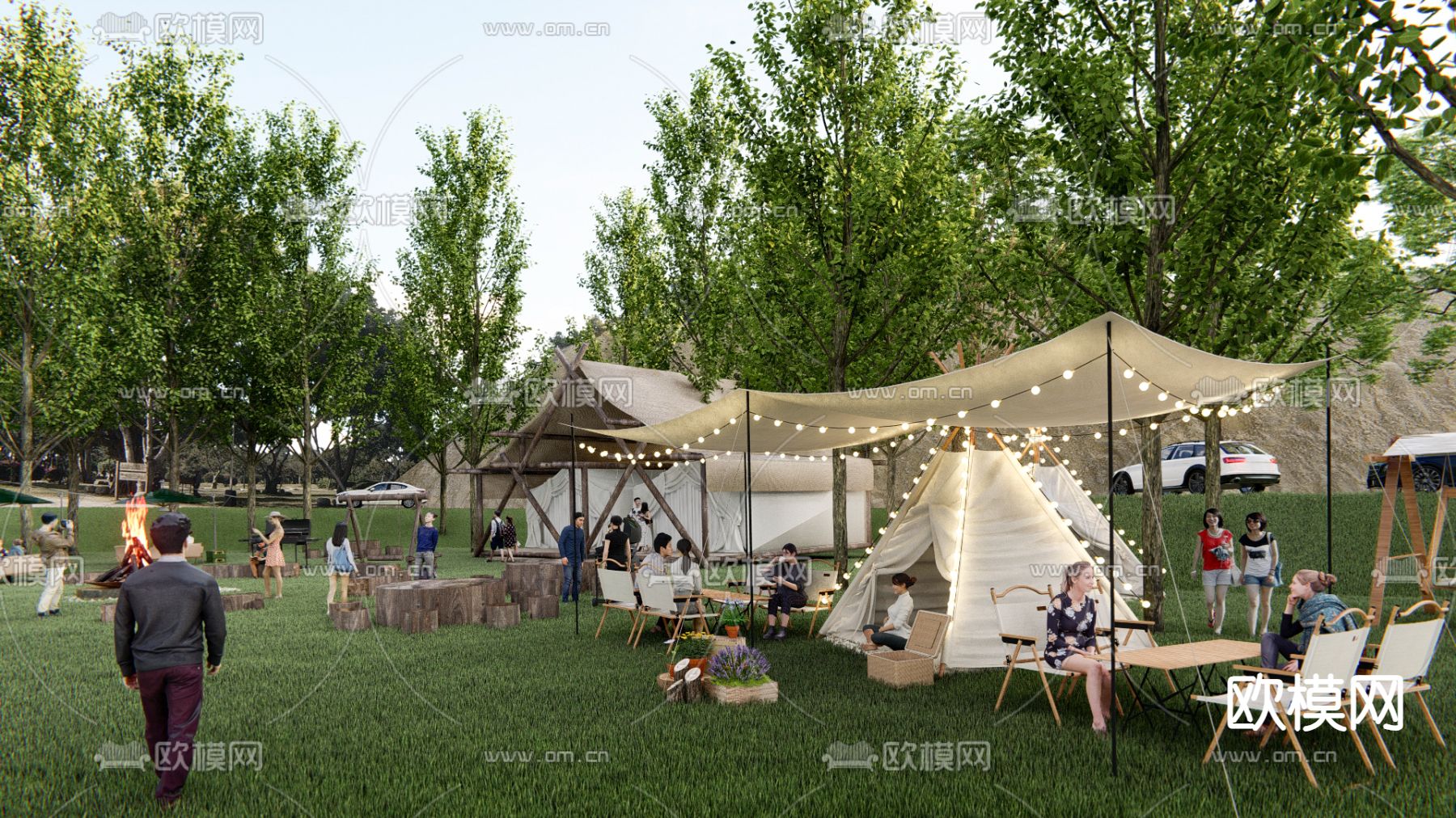 户外露营帐篷su模型