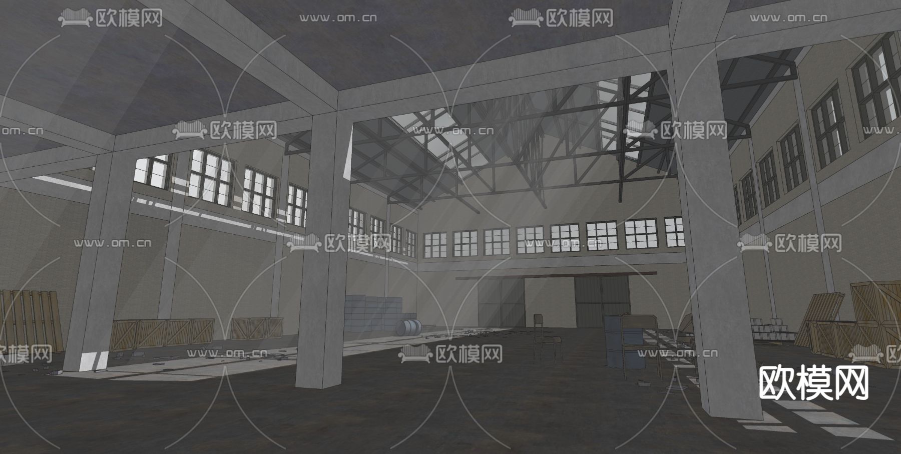 废弃厂房废墟su模型下载（渲染图3）