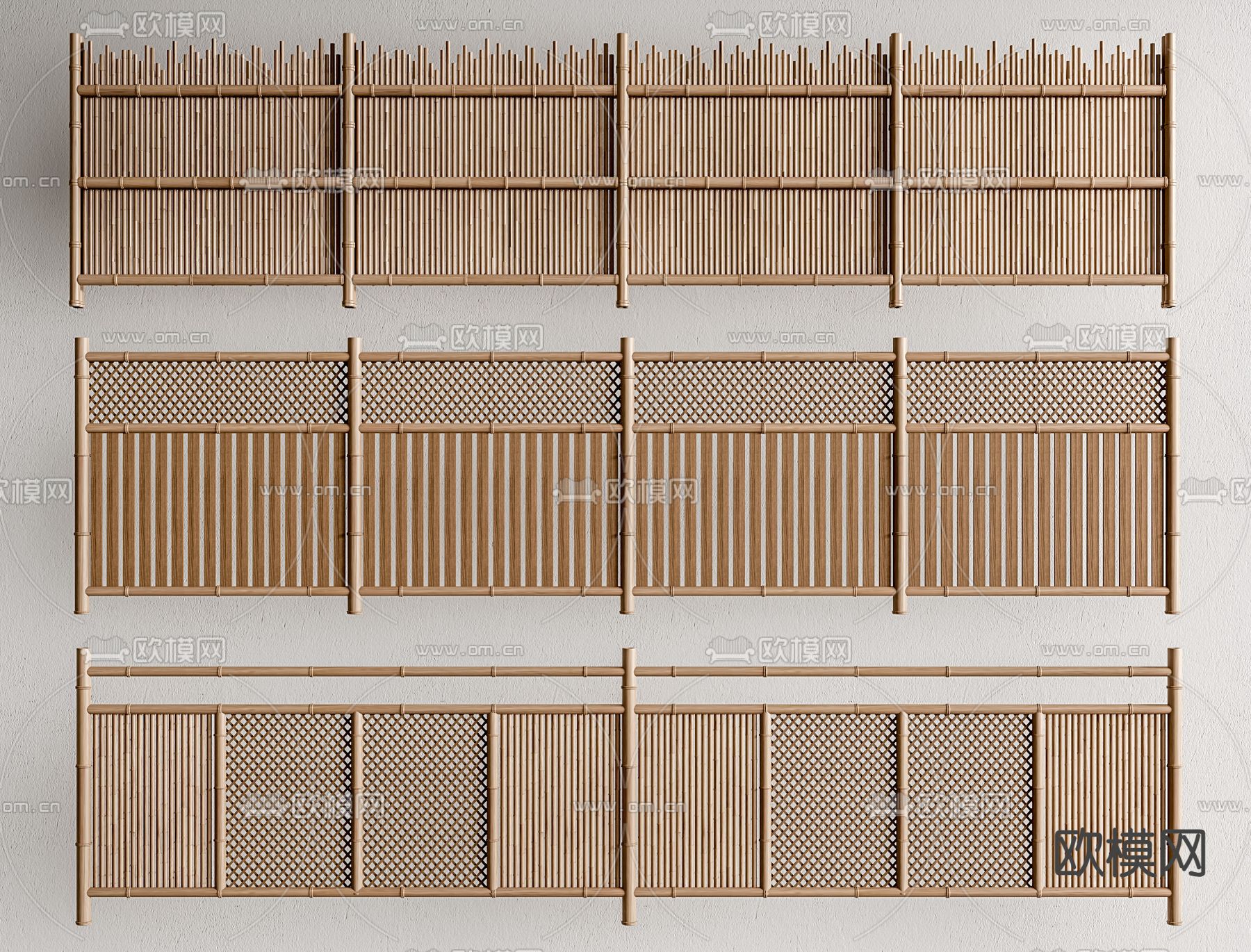 竹篱笆栅栏 篱笆隔断 围栏 护栏3d模型下载