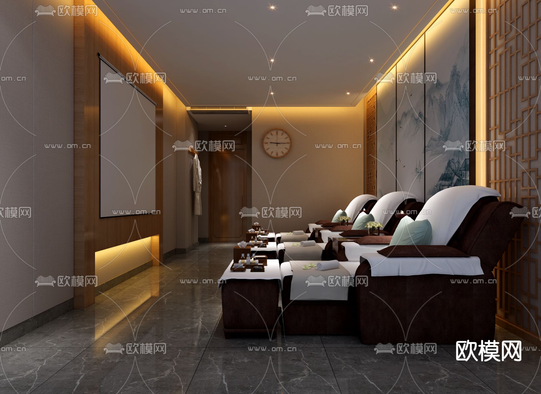 新中式足浴包间3d模型下载