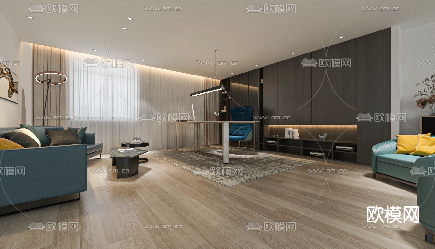 别墅大堂 别墅客厅3d模型下载（渲染图4）