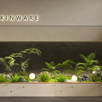  庭院小品 植物堆 微景观su模型 