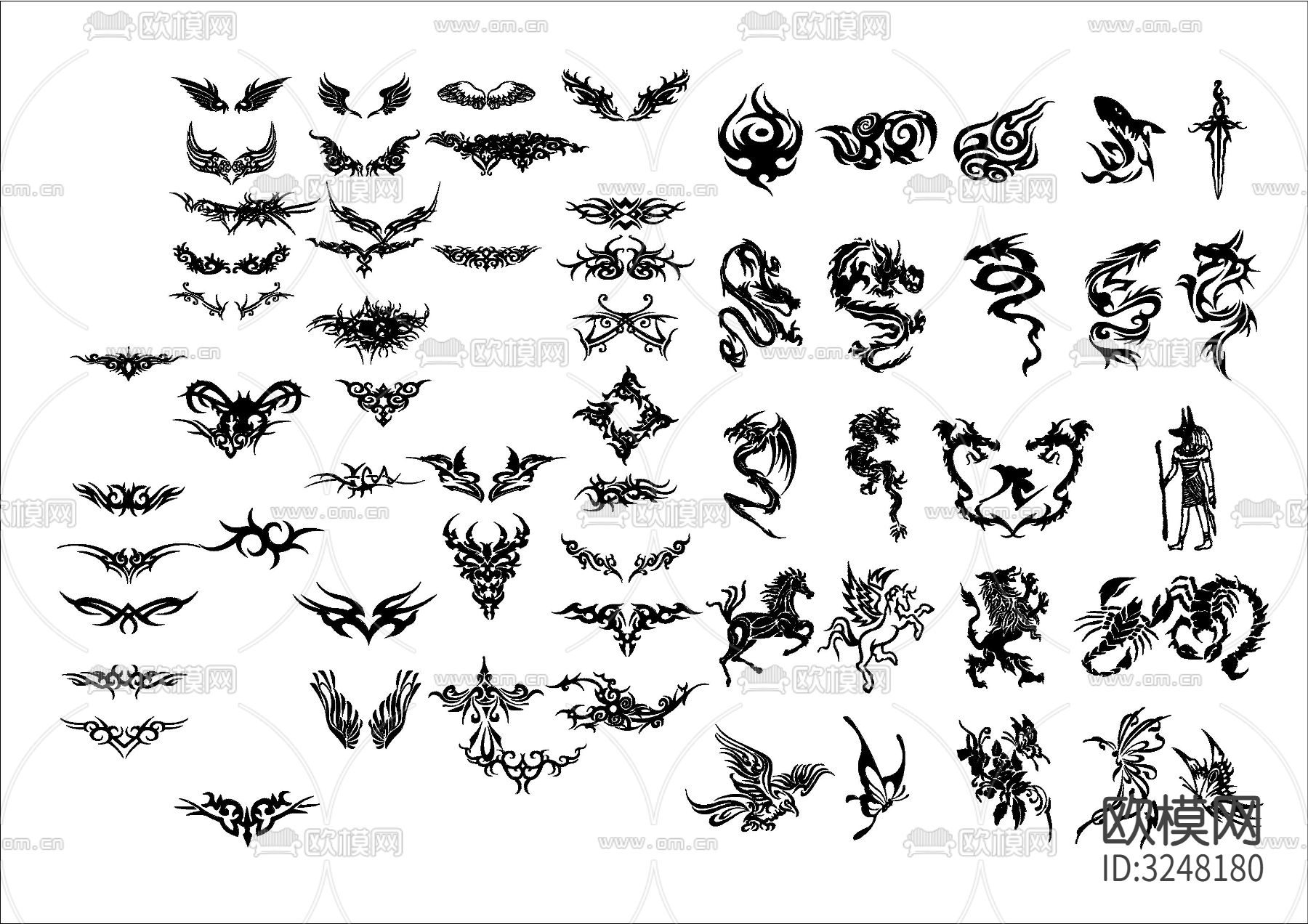 多款装饰花纹CAD图库下载（渲染图6）