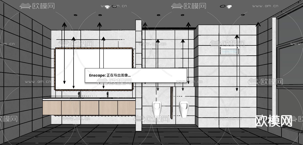 现代公厕 公共卫生间su模型下载（渲染图4）