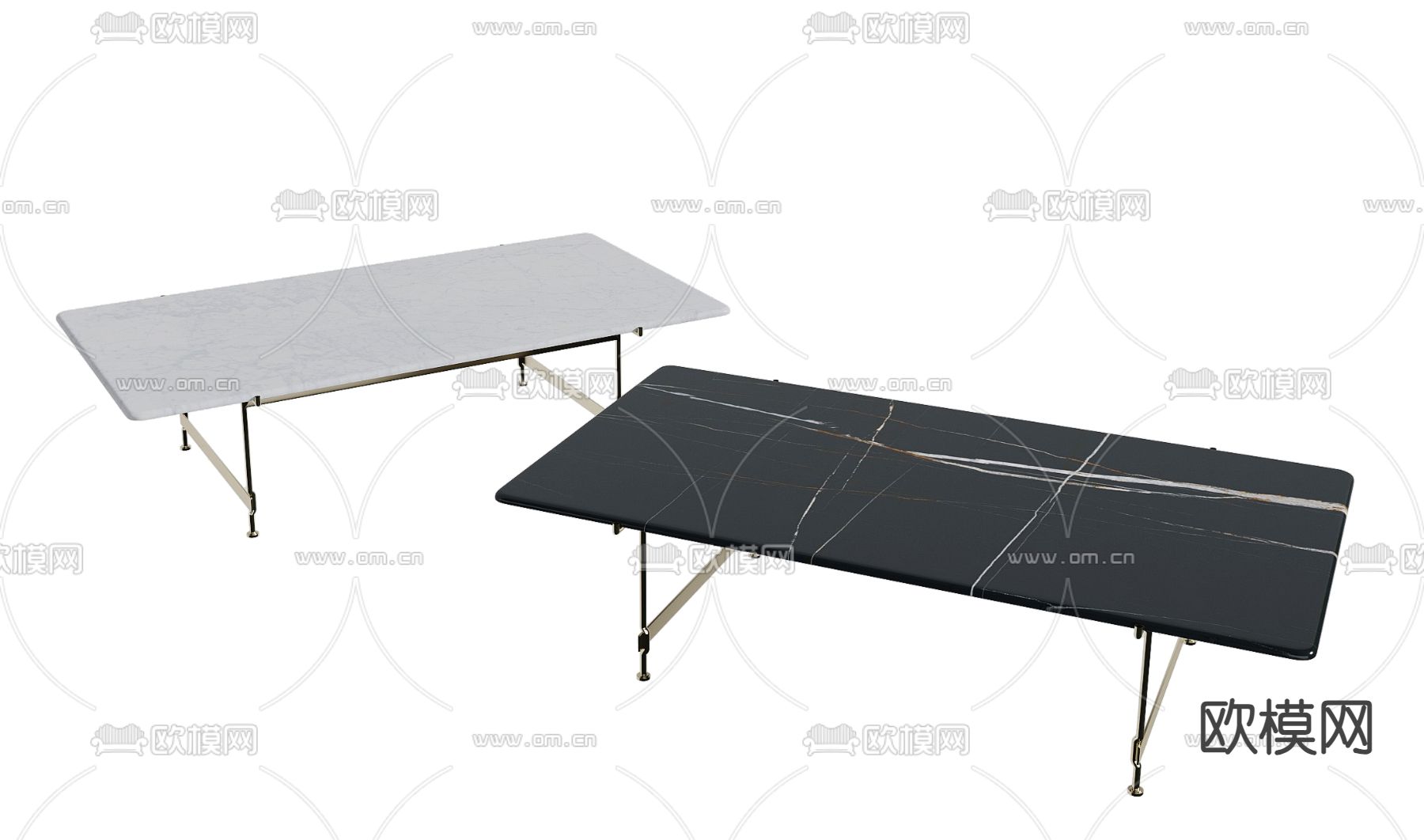 新古典金属脚茶几su模型下载（渲染图1）