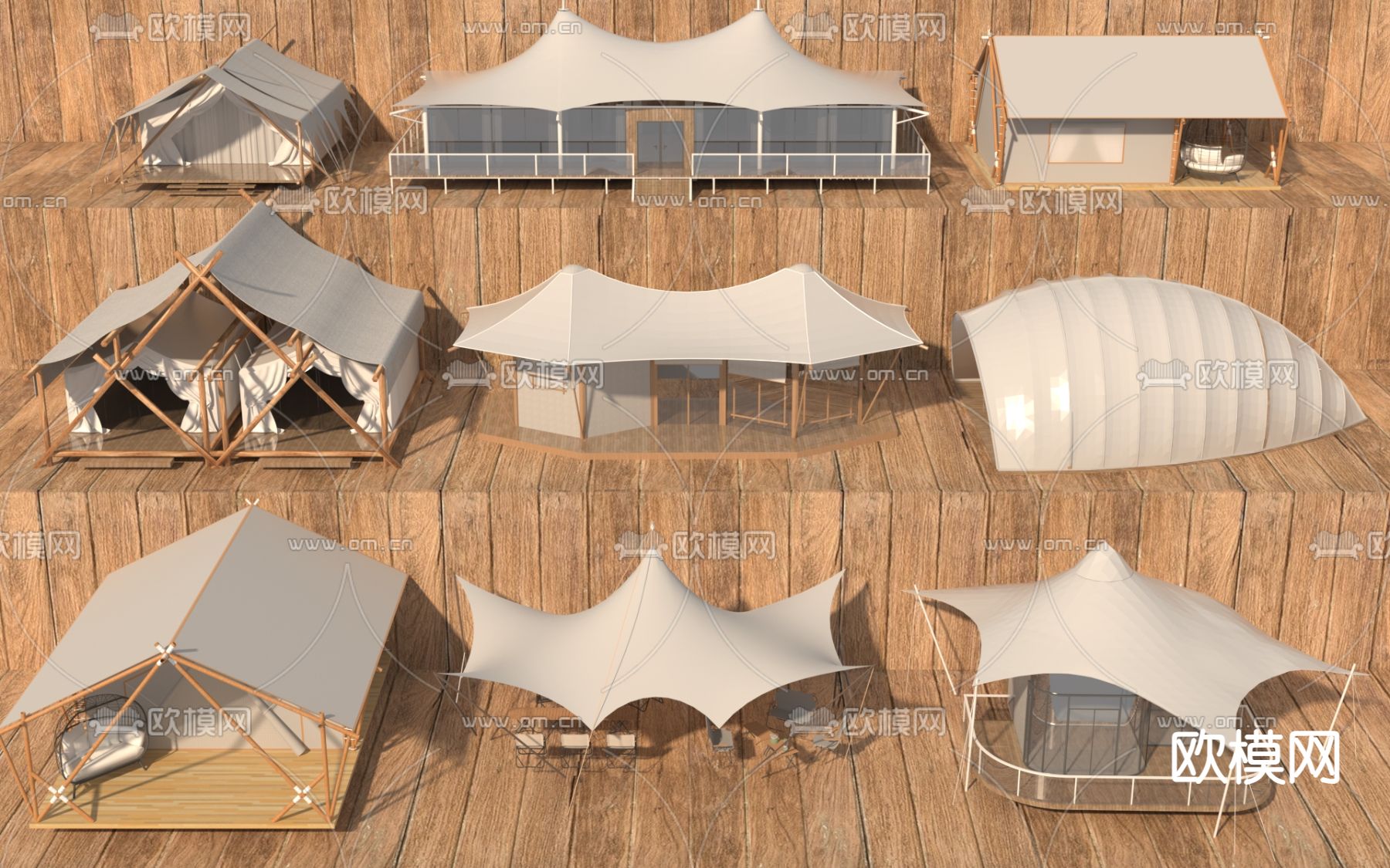 现代露营帐篷3d模型下载