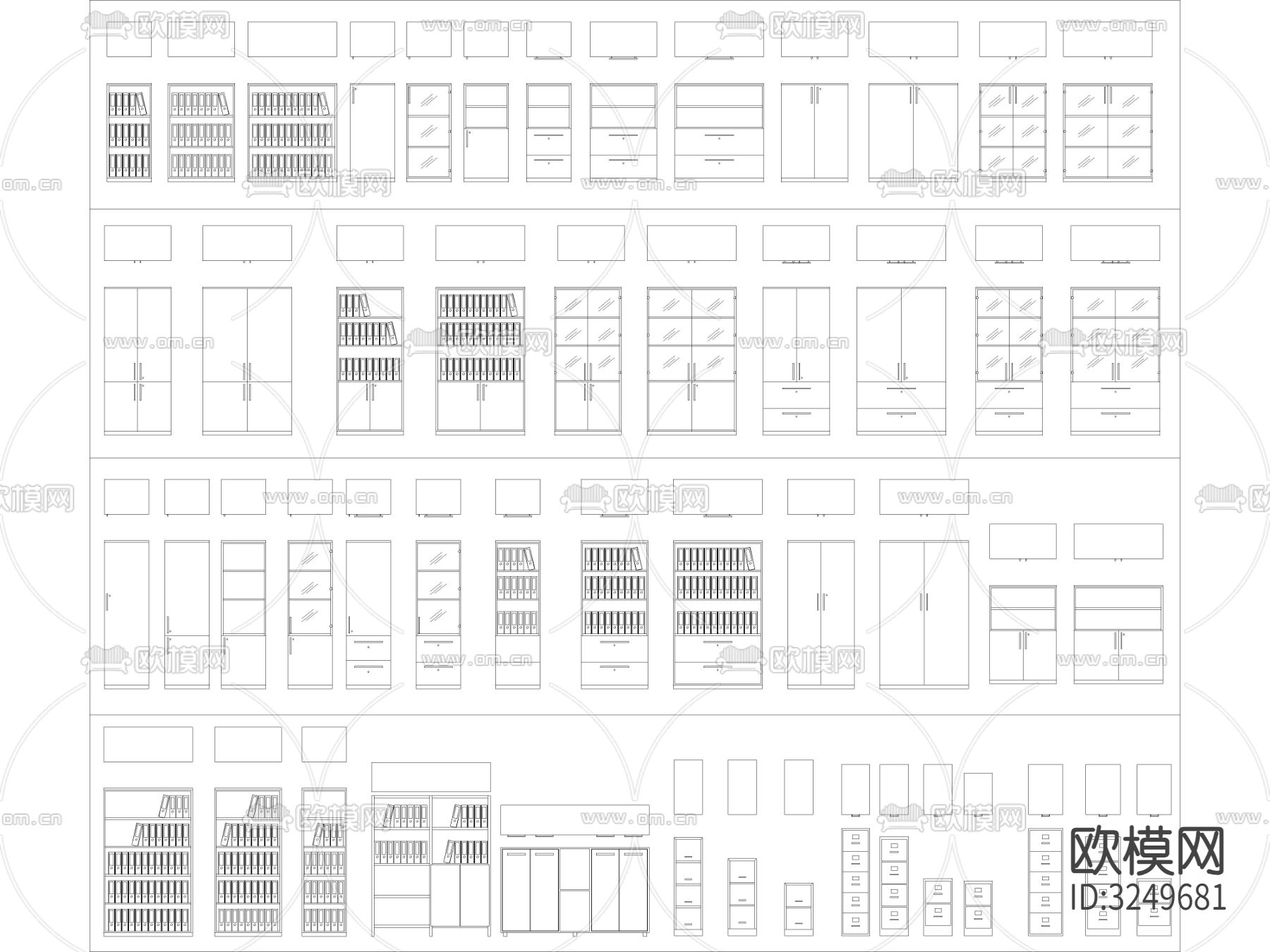 最新文件柜档案柜cad图库下载（渲染图4）