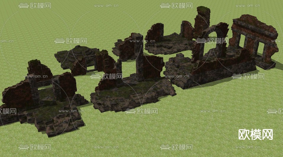古建筑废墟 考古建筑 工业风遗址su模型下载(渲染图3)