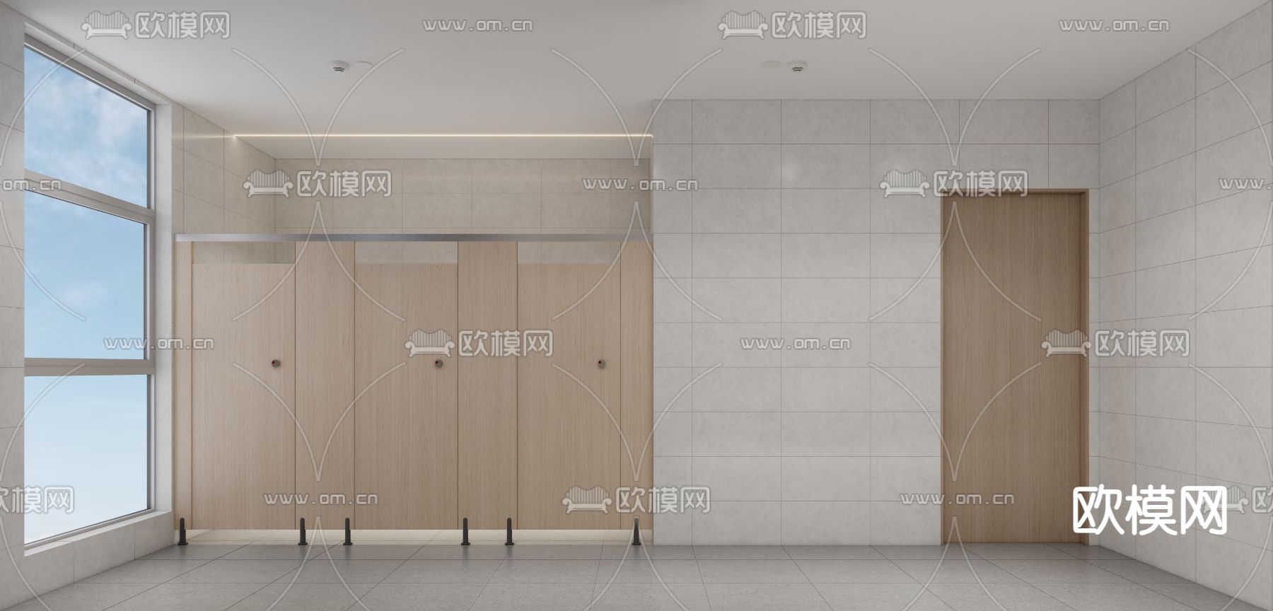 现代公厕 公共卫生间su模型下载（渲染图2）