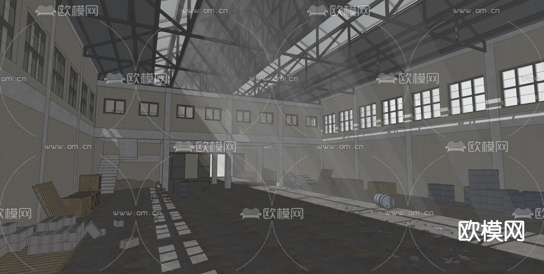 废弃厂房废墟su模型下载（渲染图2）