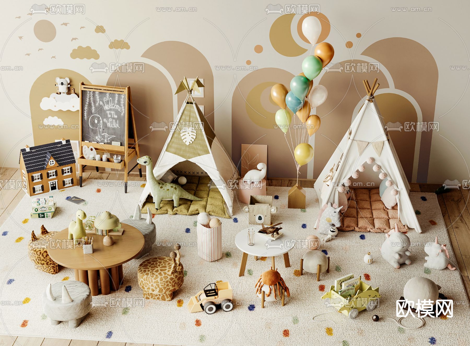 儿童帐篷 毛绒玩具3d模型下载