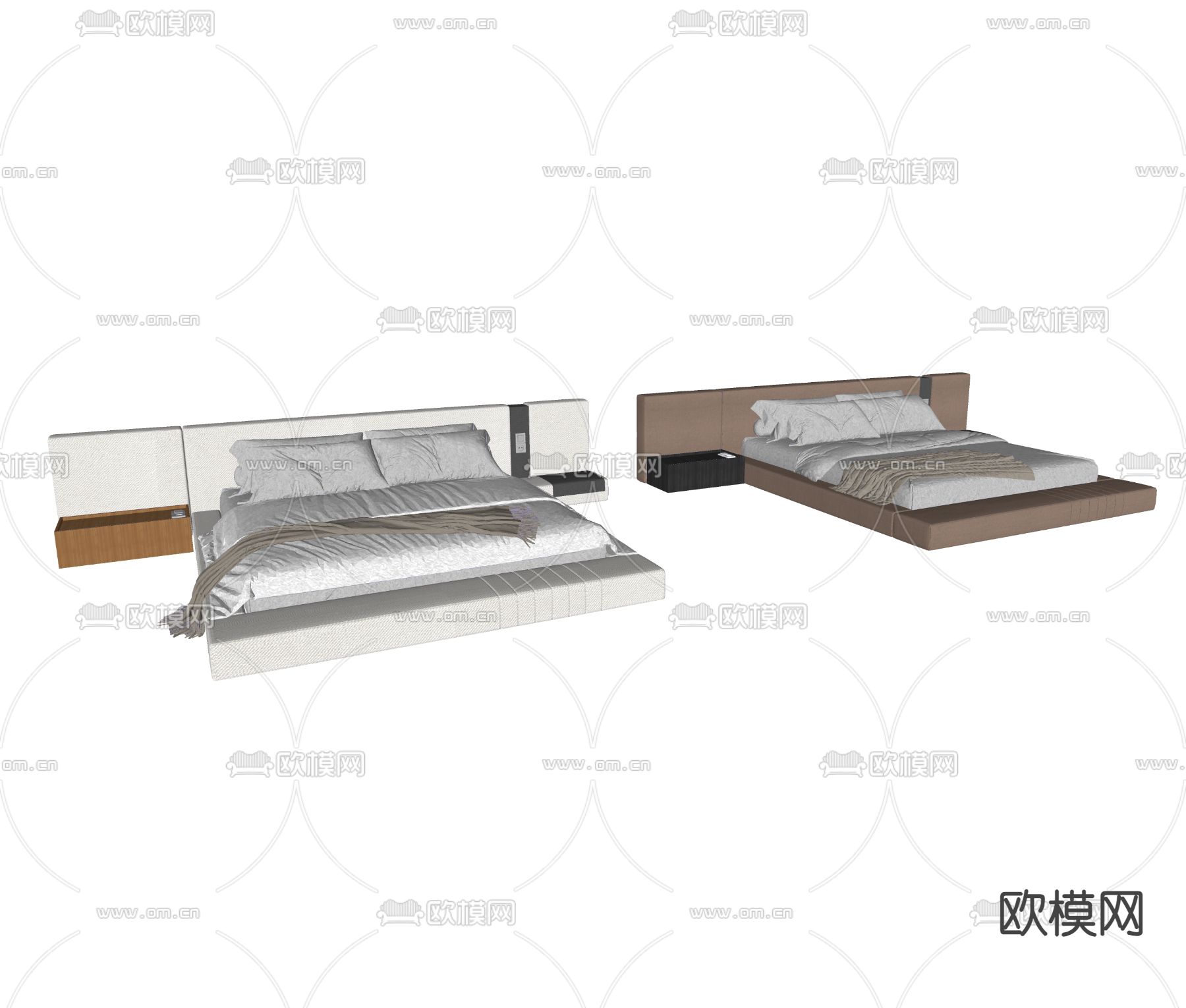 米洛提 Minotti 双人床su模型下载（渲染图3）