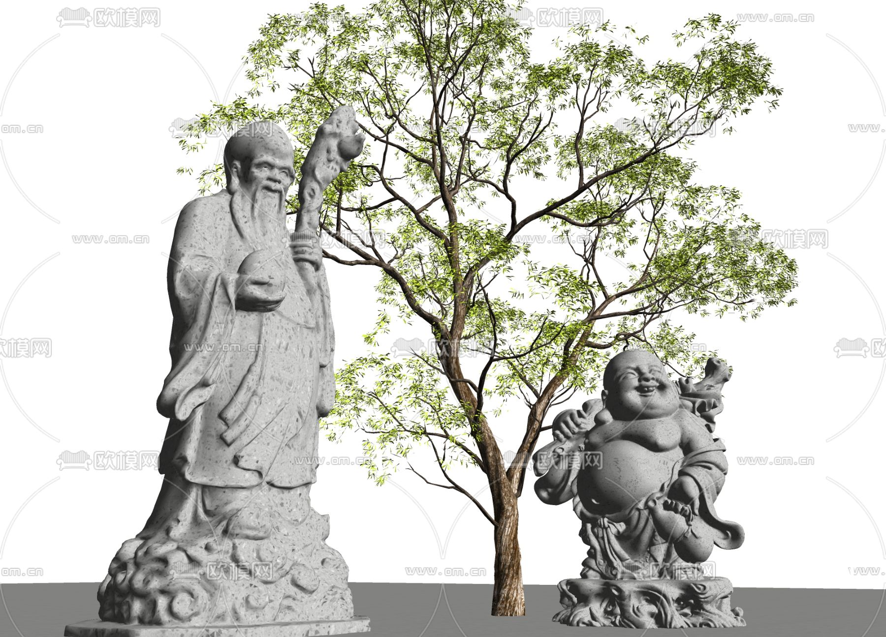 中式佛像雕塑su模型