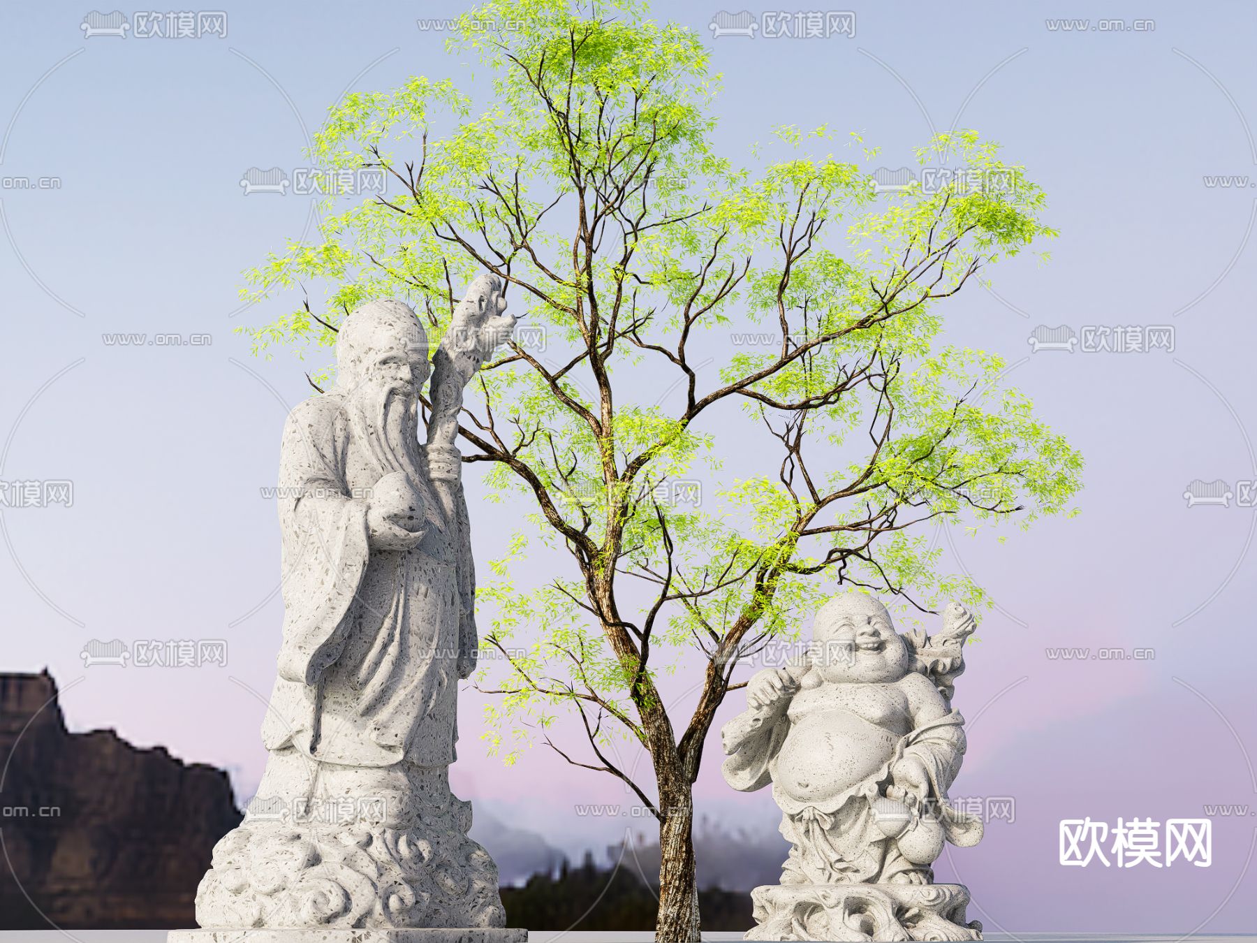 中式佛像雕塑su模型