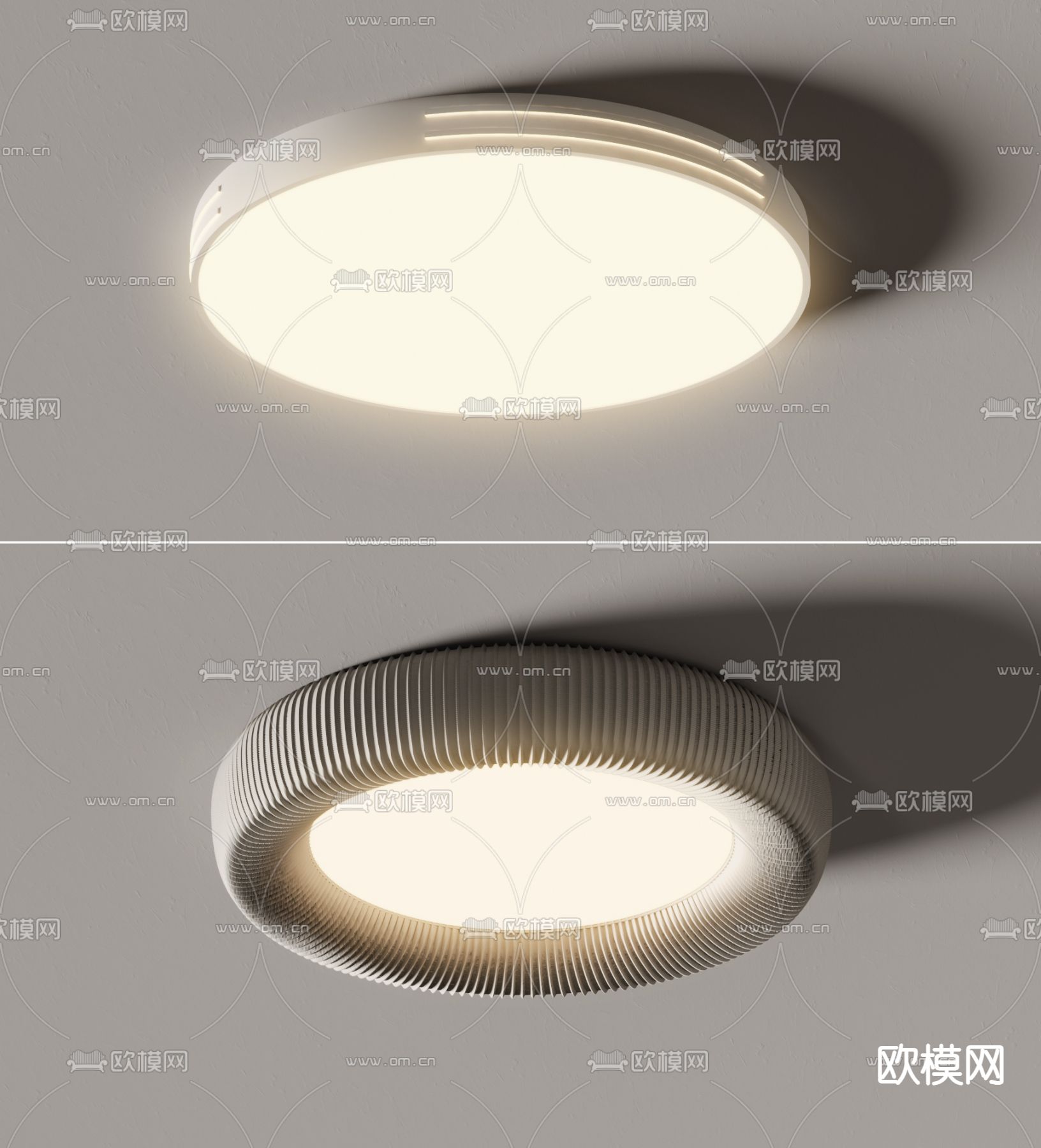 现代吸顶灯 圆形吸顶灯su模型下载（渲染图2）