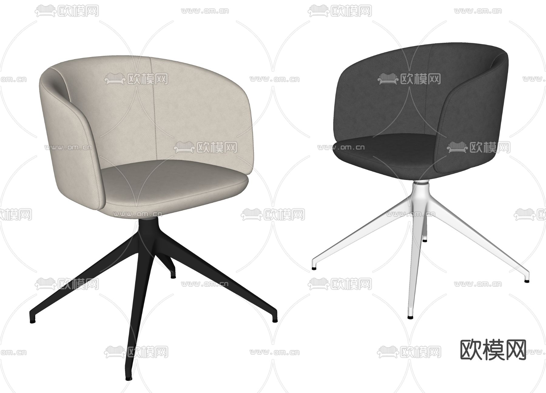 现代洽谈椅 办公椅 单椅su模型下载（渲染图2）