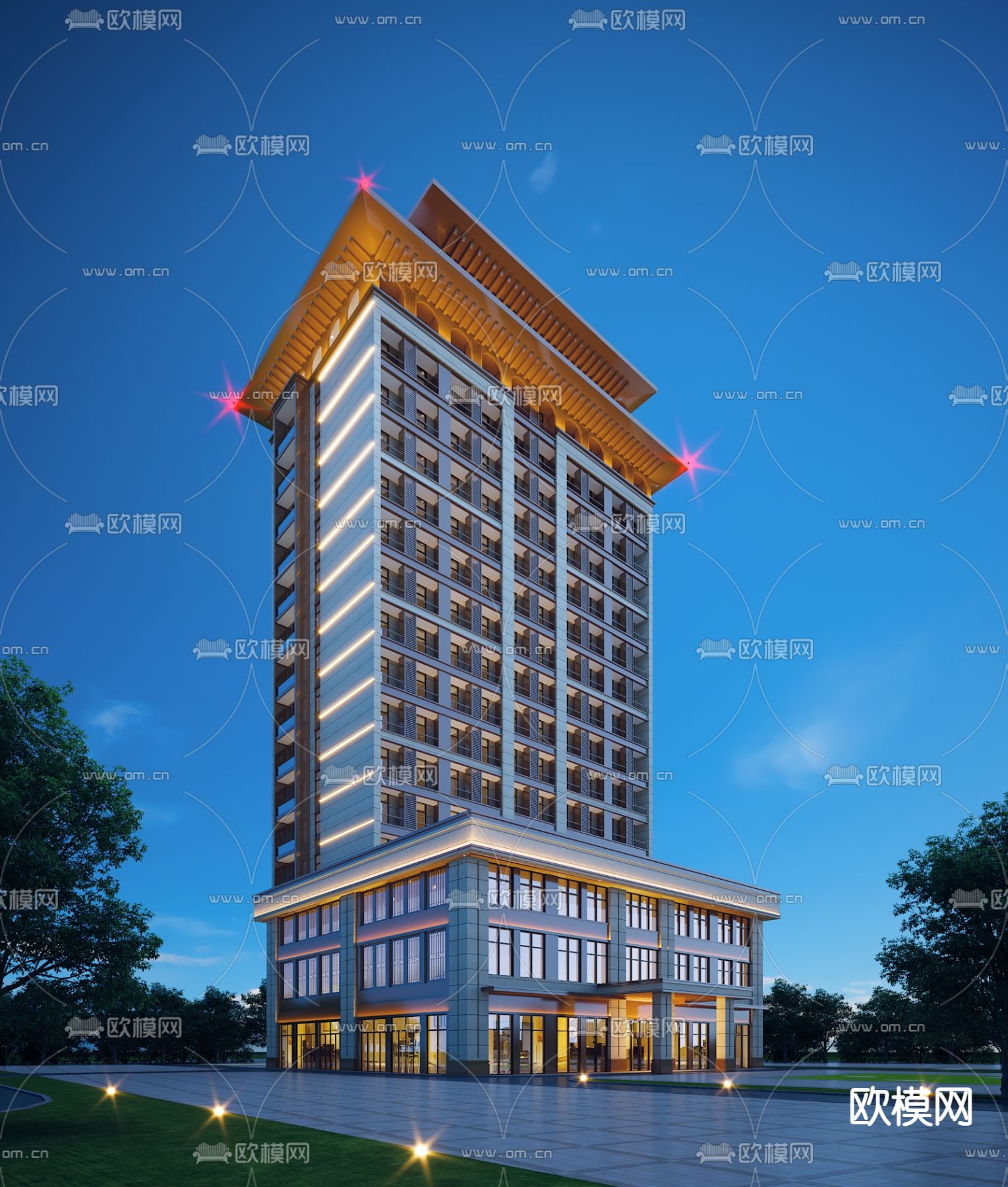 商业酒店 公寓楼3d模型下载