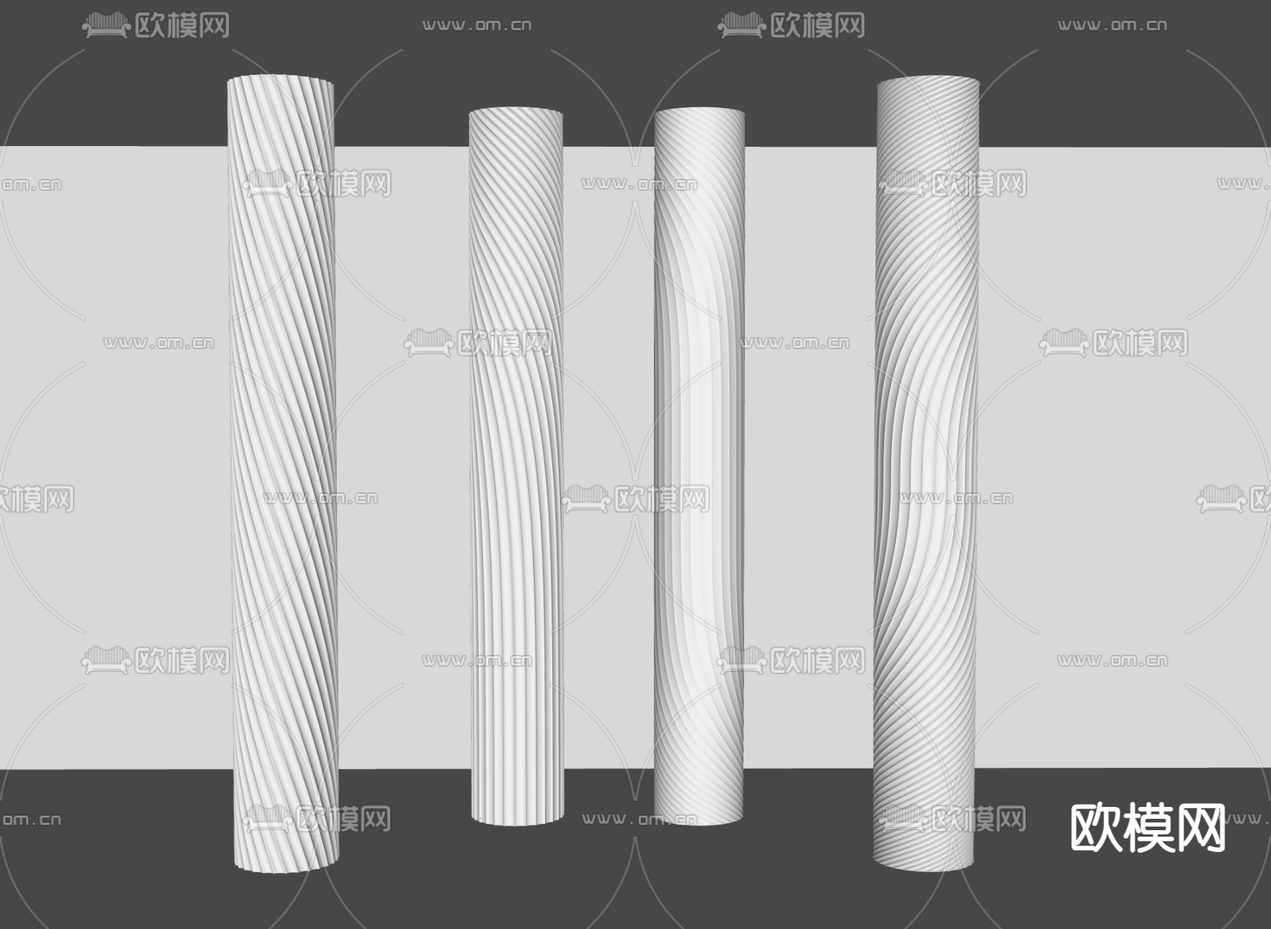 异形柱子 扭曲柱子 螺旋柱子 圆柱su模型下载（渲染图2）