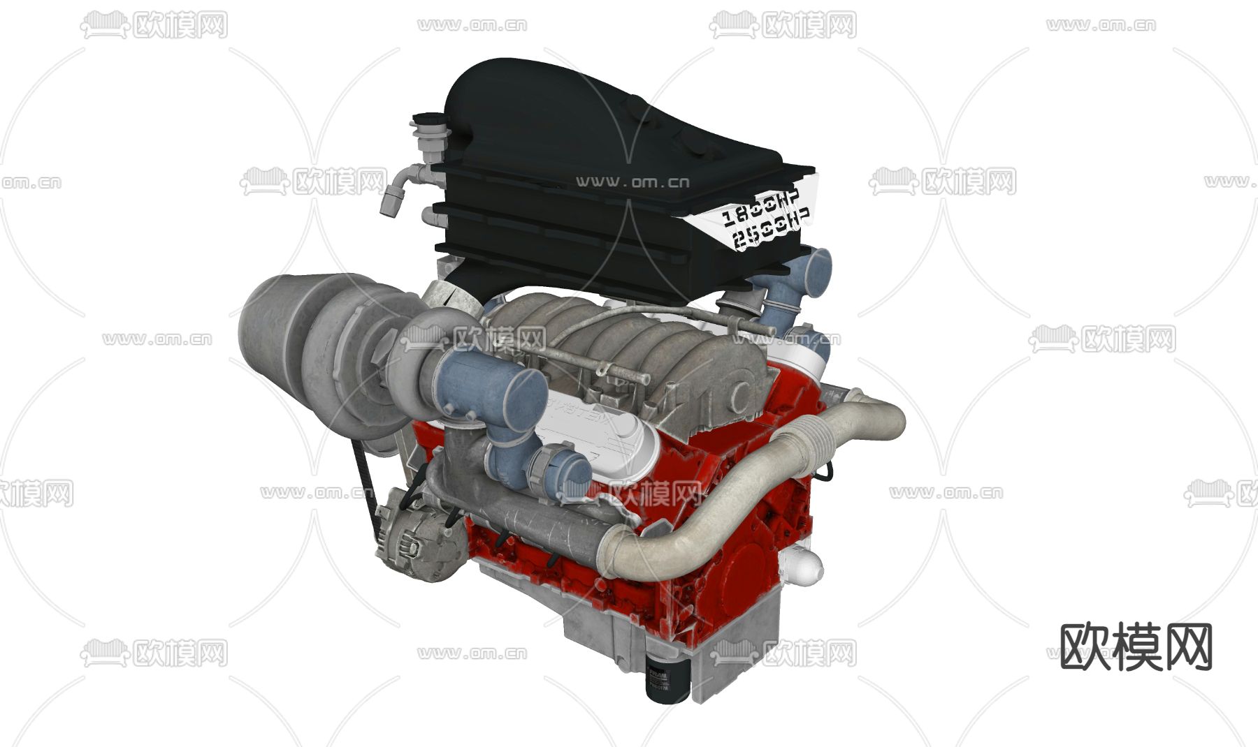 汽车引擎 发动机 汽车配件su模型下载（渲染图1）