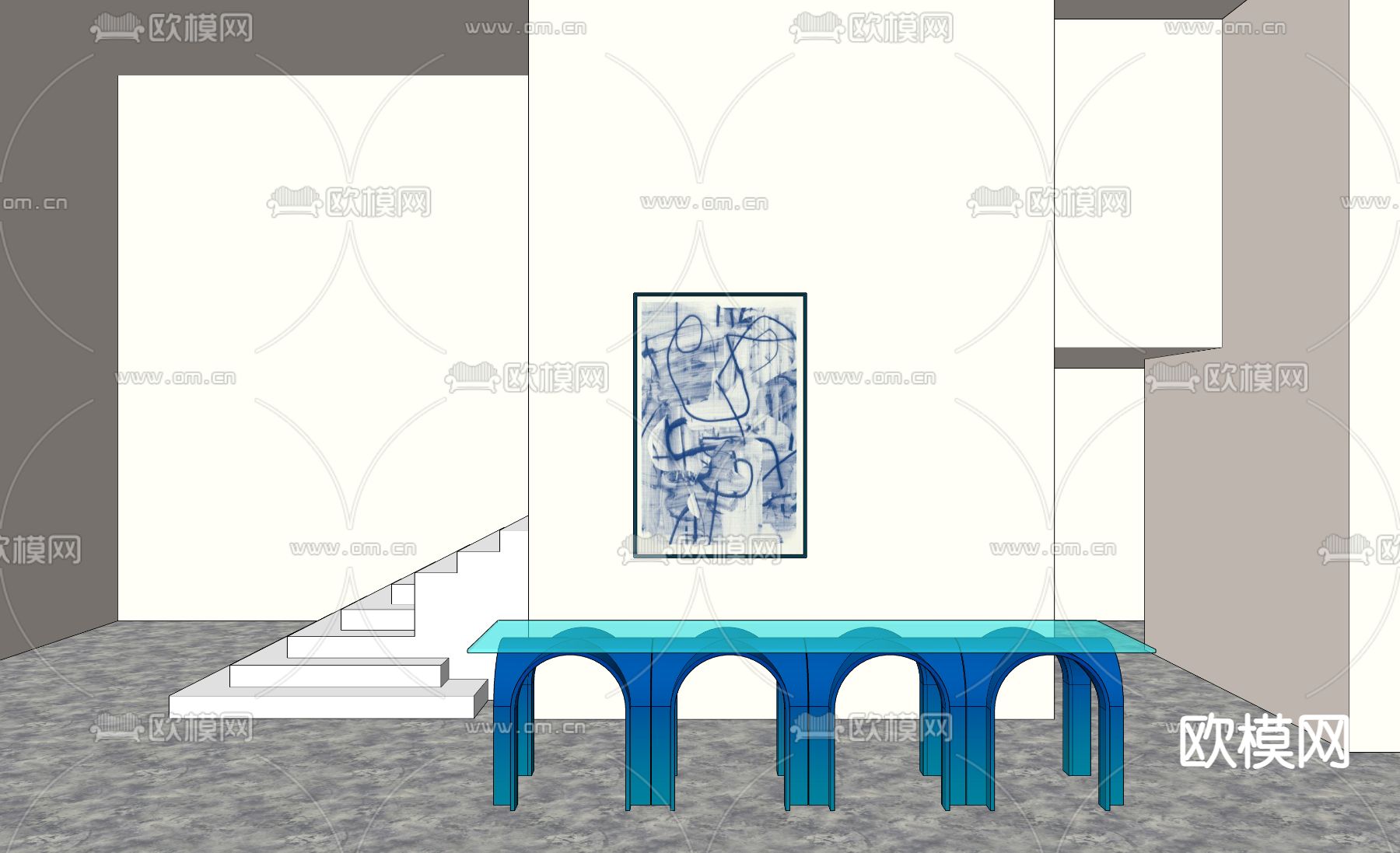 后现代餐桌su模型下载（渲染图1）