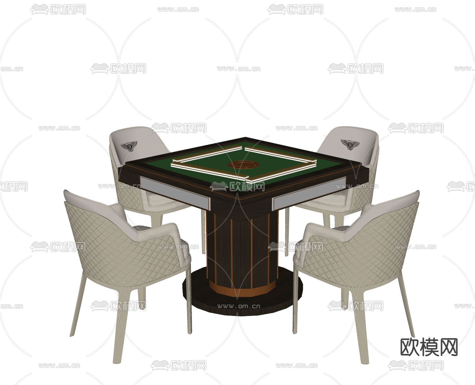 麻将桌椅su模型下载（渲染图1）