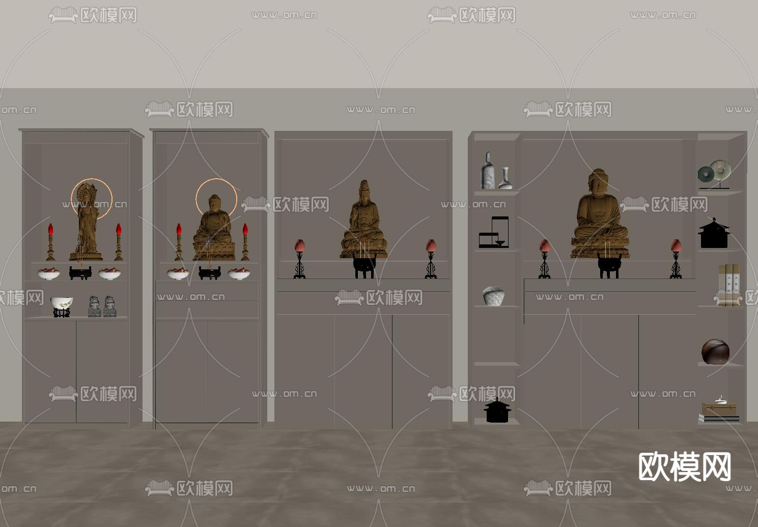 现代佛龛柜su模型下载（渲染图1）