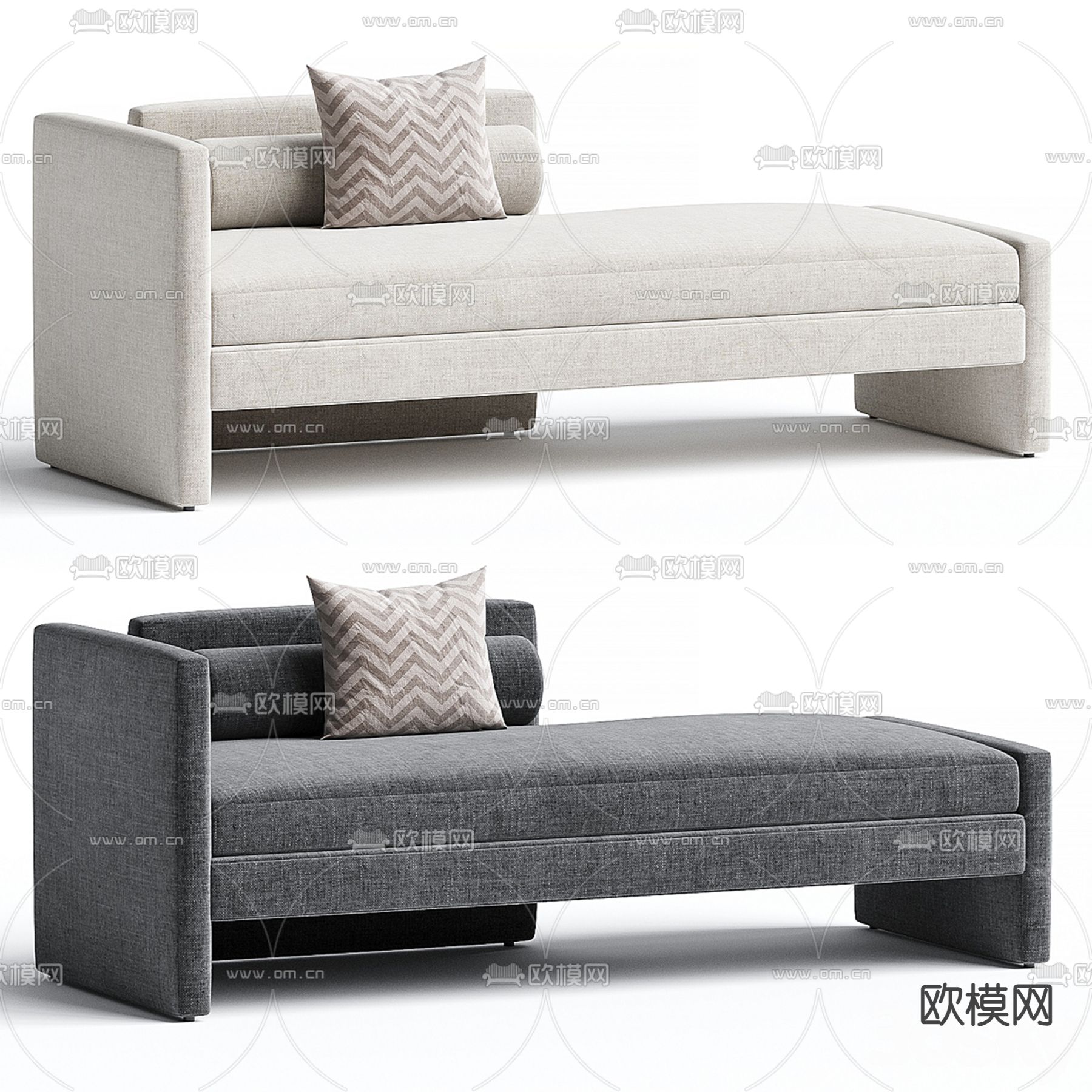 TRNK现代布艺床尾凳3d模型下载（渲染图1）