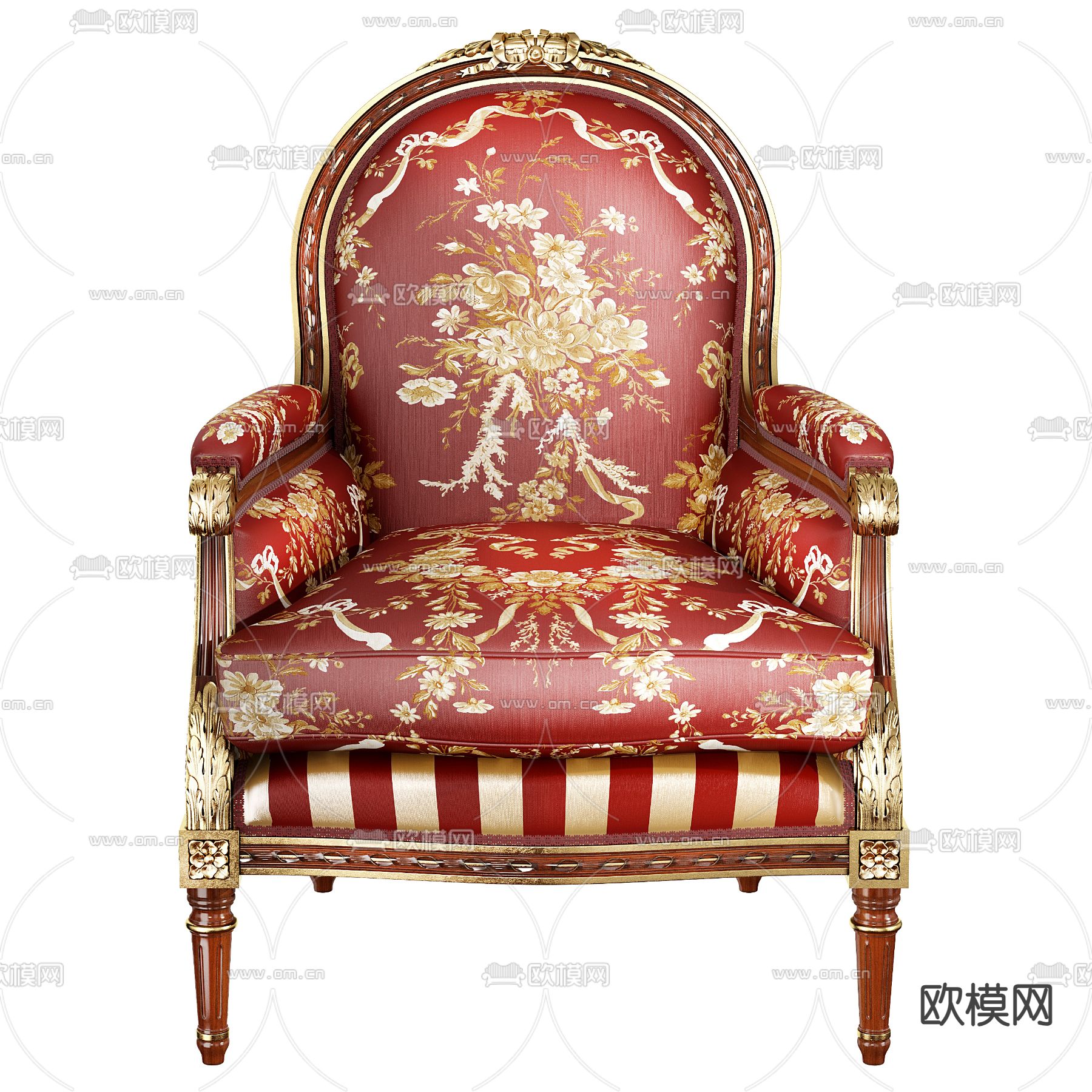 美式单人沙发 皮质沙发3d模型下载（渲染图1）